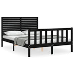 ZNTS Bed Frame without Mattress Black 120x200 cm Solid Wood Pine 3193205