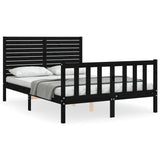 ZNTS Bed Frame without Mattress Black 120x200 cm Solid Wood Pine 3193205