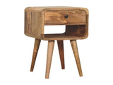 Solid Wood Mini Oak-ish Curve Lower Bedside, 1 Drawer and Open Slot B2743P402939