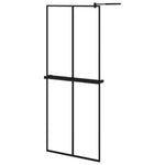 ZNTS Walk-in Shower Wall with Shelf Black 80x195 cm ESG Glass&Aluminium 3185444