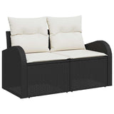 Sofa Set with Cushion 4 pcs Black and White Poly Rattan 3354656