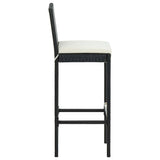 Bar Stool Set of 4 Black and cream Poly rattan Counter Height 316670