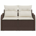 Garden Sofa with Cushion Brown 121 x 62 x 69cm Poly Rattan 42006723