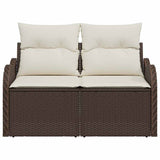 Garden Sofa with Cushion Brown 121 x 62 x 69cm Poly Rattan 42006723
