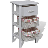 Cabinet with 1 Drawer and 2 Baskets White Paulownia Wood 241542