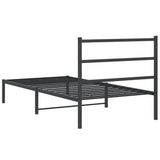 Metal Bed Frame without Mattress with Headboard Black 107x203cm 355361
