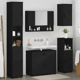 Bathroom Furniture Set 5 pcs Black Engineered Wood and Metal 3393064