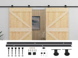 Sliding Door 2 pcs Natural and Black Solid Pine Wood 3444881