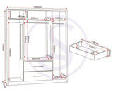 ZNTS Seville 4 Door 2 Drawer Wardrobe 100-101-114