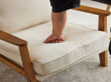Oak Armrest Oak Upholstered Single Lounge Chair Indoor Lounge Chair Off-White 68954457