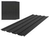 Set of 12 Corrugated Steel Roof Sheet Panels - Black T3398P377584