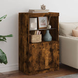 Sideboard with LED Lights Smoked Oak 60.5x37x100 cm 836669