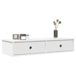 ZNTS Wall Shelf with Drawers White 100x37.5x19 cm Engineered Wood 859959