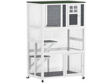 Wooden Catio Cat Outdoor Enclosure, Cat Cage with Waterproof Roof, Platforms, for Multiple Cats, T3398P552690