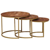 Nesting Coffee Tables 3 pcs Solid Mango Wood and Steel 4104637