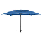 4-Tier Garden Parasol with Aluminium Pole Azure Blue 250x250 cm 313827