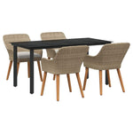 Garden Dining Set with Cushion 5 pcs Beige Poly Rattan 3261701