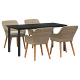 Garden Dining Set with Cushion 5 pcs Beige Poly Rattan 3261701