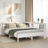 ZNTS Bookcase Bed without Mattress White 150x200 cm King Size Solid Wood Pine 3324419