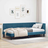 Corner Bed Frame with Headboard Blue 90 x 200 cm Velvet 42016347