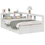 Bookcase Bed without Mattress White 135x190cm Solid Wood Pine 3324476