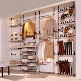 ZNTS Telescopic Wardrobe System with Rods and Shelf Aluminium 321114