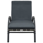 Sun Lounger with Cushion & Wheels Poly Rattan Anthracite 47749