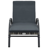Sun Lounger with Cushion & Wheels Poly Rattan Anthracite 47749