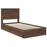 Storage Bed with Drawer Brown Oak 100 x 200 cm Engineered Wood 3411242