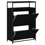 Shoe Cabinet Black Engineered Wood Compact Shoe Cabinet 840034