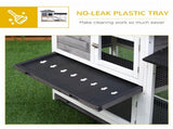 Wooden 2-Tier Rabbit Hutch w/ Tray Ramp Grey T3398P548566