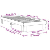 Bed Frame without Mattress 90x190 cm Solid Wood Oak 851957