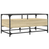 ZNTS Coffee Table with Glass Top Sonoma Oak 98.5x50x45 cm Steel 846045