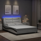 Bed Frame with LED without Mattress "Hvar" White and Black 140x200 cm 3213940