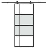 Sliding Door with Hardware Set 90x205 cm Tempered Glass and Aluminium 3333035