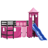 Kids' Loft Bed with Tower without Mattress Pink 80x200 cm 3207071