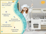 Kids Wooden Pretend Play Toy Kitchen Cooking Set Role Play Phone for Boys Girls White T3398P348112