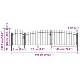 Garden Fence Gate Woerden with Spear Top 5x1 m Black 146322
