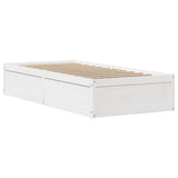 Bed Frame with Headboard White 75x190 cm Small Single Solid Wood Pine 3307108