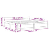 Bed Frame without Mattress Solid Wood 180x200 cm Super King Super King Size 815059