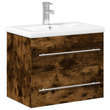 Bathroom Sink Cabinet with Built-in Basin Smoked Oak 3278773