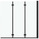 Folding Shower Enclosure 3 Panels ESG 130x138 cm Black 147191
