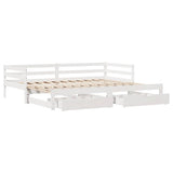 Daybed with Drawers without Mattress White 90x200 cm Solid Wood 3302145