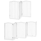 Dog Gate with Door Foldable 15 Panels White 750 cm Poplar Wood 3155596