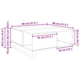Coffee Table Black Oak 80 x 80 x 36.5 cm Engineered Wood 881671