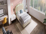 Upholstered Bed, 3ft 90x190cm Single Bed with LED, Bed Frame with Wooden Slats and Adjustable Height N601P288476B