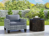 Single Rattan Armchair, with Cushions - Light Grey T3398P324020