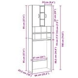 808426 Washing Machine Cabinet Concrete Grey 64x25,5x190 cm