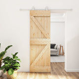 Sliding Door with Hardware Set 70x210 cm Solid Wood Pine 3203082