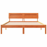 Bed Frame with Headboard Wax Brown 160 x 200 cm Solid Pine Wood 872772